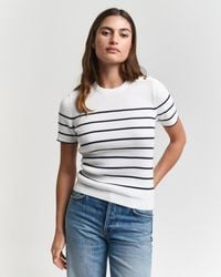 GANT - Ribbed Breton Crew Neck Sweater - Lyst