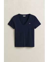 GANT - Shield V-Neck T-Shirt - Lyst