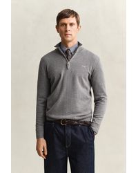GANT - Classic Cotton Half-Zip Sweater - Lyst