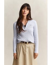 GANT - Cable Knit Half-Zip Sweater - Lyst