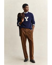 GANT - X Yale Merino Wool Sweater Marine - Lyst