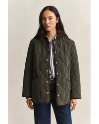GANT - Monogram Quilted Jacket Dark Moss - Lyst