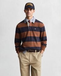 GANT - Chambray Collar Striped Heavy Rugger Mahogany - Lyst