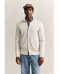 GANT - Sacker Rib Zip Sweatshirt Seed Melange - Lyst