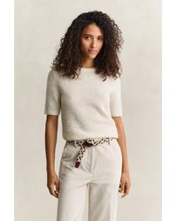 GANT - Alpaca Wool Blend Short Sleeve Sweater Light Melange - Lyst