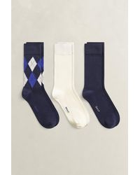 GANT - 3-Pack Argyle Socks Evening - Lyst