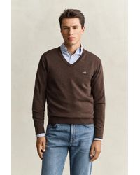GANT - Cotton V-Neck Sweater - Lyst