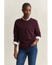 GANT - Superfine Lambswool Crew Neck Sweater - Lyst