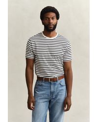 GANT - Pima Cotton Striped T-Shirt Eggshell - Lyst
