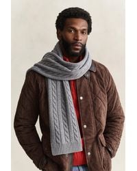GANT - Lambswool Cable Knit Scarf Melange - Lyst