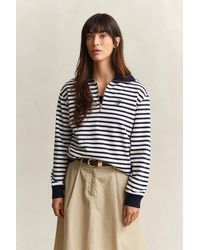 GANT - Striped Half-Zip Sweatshirt Evening - Lyst