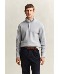 GANT - Sacker Rib Half-Zip Sweatshirt Melange - Lyst