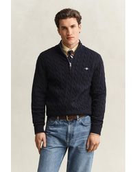GANT - Cotton Cable Half Zip Jumper - Lyst