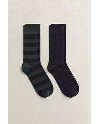 GANT - 2-Pack Barstripe & Solid Socks Tartan - Lyst