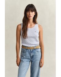 GANT - Cable Knit Tank Top - Lyst