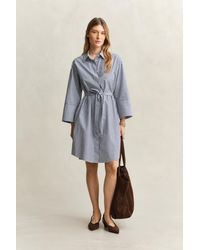 GANT - Striped Poplin Shirt Dress Rich - Lyst