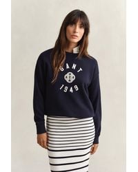 GANT - Graphic Crew Neck Sweatshirt Evening - Lyst