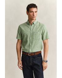 GANT - Linen Blend Short Sleeve Shirt - Lyst