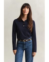 GANT - Piqué Polo Long Sleeve Top Evening - Lyst