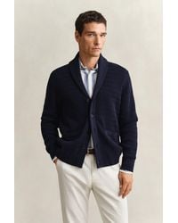 GANT - Cable Knit Shawl Collar Cardigan Evening - Lyst