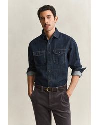 GANT - Denim Selvedge Shirt Dark - Lyst