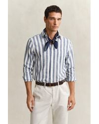 GANT - Striped Linen Blend Shirt - Lyst