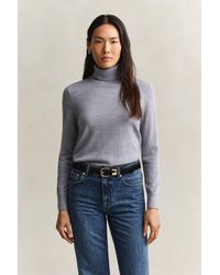 GANT - Extra Fine Merino Wool Turtleneck Sweater Melange - Lyst