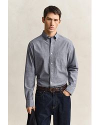 GANT - Mélange Archive Poplin Shirt Dark Melange - Lyst