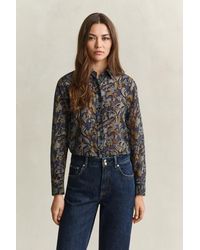 GANT - Printed Cotton Silk Shirt Evening - Lyst