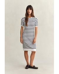 GANT - Cotton Cable Knit Dress Eggshell - Lyst