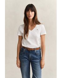 GANT - Shield V-Neck T-Shirt - Lyst
