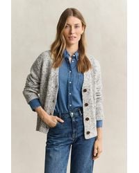 GANT - Wool Blend Nepps Cardigan Cream - Lyst