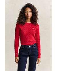GANT - Classic Cable Knit Sweater Ruby - Lyst