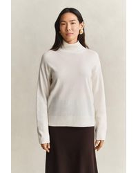 GANT - Superfine Lambswool Mock Neck Sweater Cream - Lyst