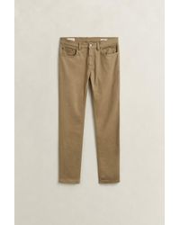 GANT - Slim Fit Twill Jeans Light Taupe - Lyst