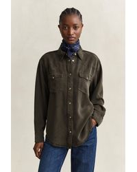 GANT - Denim Twill Ranger Shirt Dark Moss - Lyst