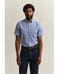 GANT - Gingham Classic Poplin Short Sleeve Shirt College - Lyst
