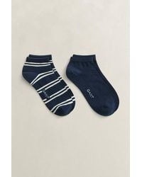 GANT - 2-Pack Striped Ankle Socks Evening - Lyst