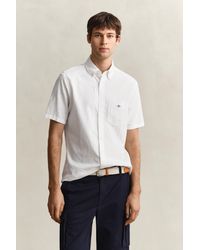 GANT - Linen Blend Short Sleeve Shirt - Lyst