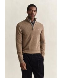 GANT - Lambswool Half-Zip Sweater Light Melange - Lyst