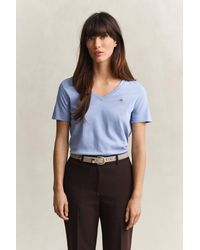 GANT - Shield V-Neck T-Shirt - Lyst