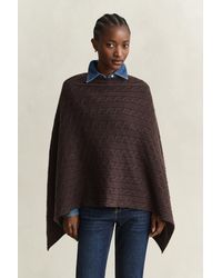 GANT - Wool Cable Knit Poncho Deep - Lyst