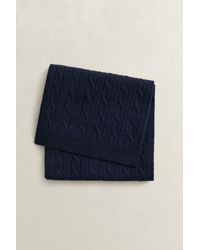 GANT - Cable Knit Wool Scarf - Lyst