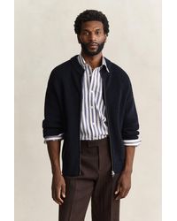 GANT - Ribbed Wool Zip Cardigan Evening - Lyst