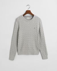 GANT - Teens Teens Shield Cotton Cable Knit Crew Neck Sweater - Lyst