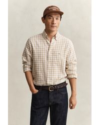 GANT - Gingham Linen Blend Shirt - Lyst
