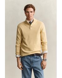GANT - Supima Cotton Buttoned Neck Sweater - Lyst