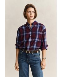 GANT - Relaxed Flannel Shirt - Lyst