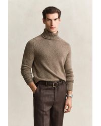 GANT - Wool Mouliné Blend Turtleneck Sweater - Lyst