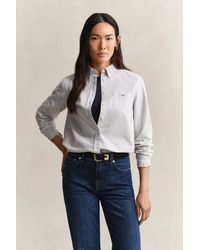 GANT - Striped Classic Oxford Shirt Deep - Lyst